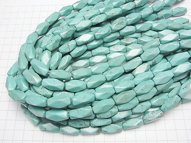 [Video]Magnesite Turquoise Faceted Rice 20x8x8mm 1strand beads (aprx.15inch/37cm)