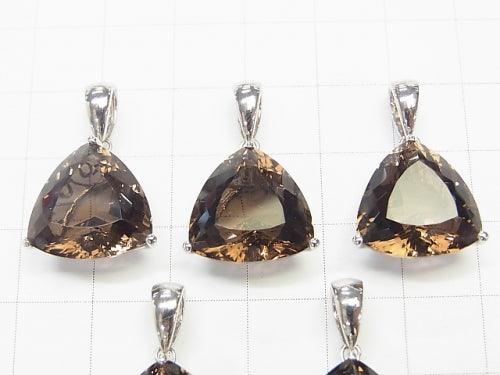 High Quality Smoky Quartz AAA Triangle  Faceted  [16mm] [19mm] Pendant  Silver925
