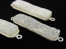 [Video] Druzy Quartz rectangle Both Side 30 x 8 mm AB coating Silver 925 1 pc $13.99