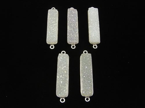[Video] Druzy Quartz rectangle Both Side 30 x 8 mm AB coating Silver 925 1 pc $13.99