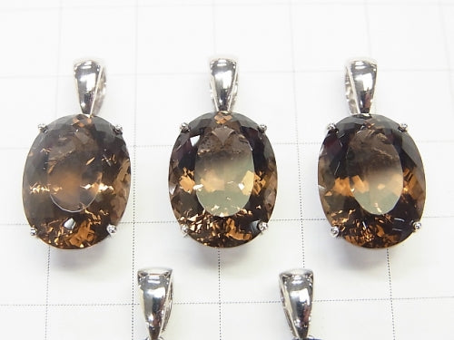 High Quality Smoky Quartz AAA Oval  Faceted  [16x12][20x15] Pendant  Silver925