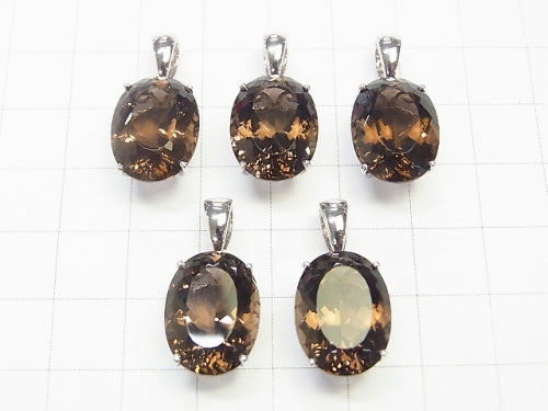 High Quality Smoky Quartz AAA Oval  Faceted  [16x12][20x15] Pendant  Silver925