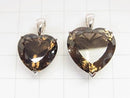 High Quality Smoky Quartz AAA Heart Faceted Pendant [15 mm] [18 mm] Silver 925 1 pc