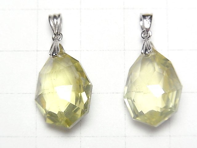 [Video]High Quality Lemon Quartz AAA Multiple Facets Faceted Pendant Silver925