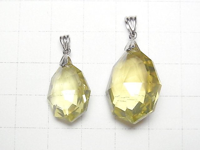 [Video]High Quality Lemon Quartz AAA Multiple Facets Faceted Pendant Silver925