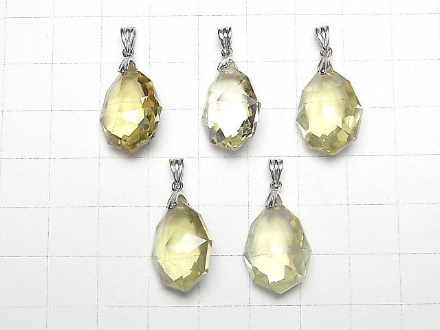 [Video]High Quality Lemon Quartz AAA Multiple Facets Faceted Pendant Silver925