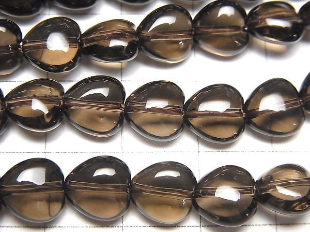 煙水晶 AAA 垂直孔心形 8x8x4mm 半串或 1 串珠子 (約 15 英吋/38 公分)