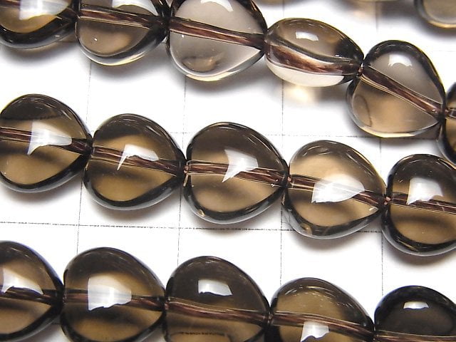 Smoky Quartz AAA- Vertical Hole Heart 10x10x6mm half or 1strand beads (aprx.15inch/38cm)