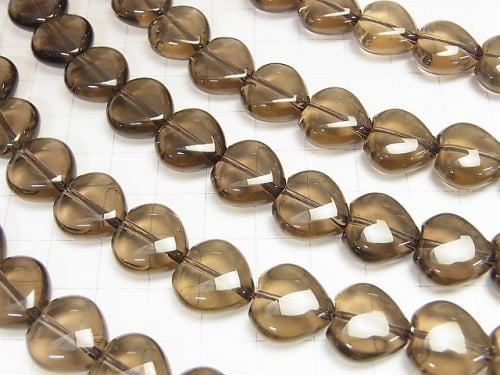 Smoky Quartz AAA Heart Shape 14 x 14 x 7 mm 1/4 or 1strand beads (aprx.15 inch / 36 cm)