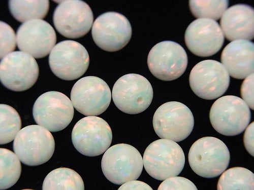 Kyoto Opal Round 6 mm [White x Pink] Half Drilled Hole 2pcs $7.79!
