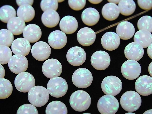 京都蛋白石半孔圓珠 6mm [白色] 2顆