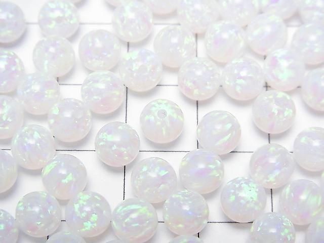 京都蛋白石半孔圓珠 6mm [白色] 2顆