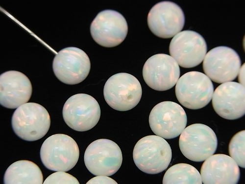Kyoto Opal Round 6 mm [White x Pink] Half Drilled Hole 2pcs $7.79!
