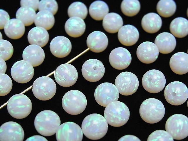 京都蛋白石半孔圓珠 6mm [白色] 2顆