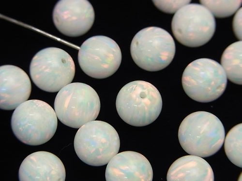 [Video] Kyoto Opal Round 8 mm [White x Pink] Half Drilled Hole 1pc