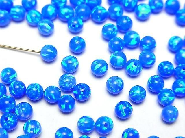 Kyoto Opal Half Drilled Hole Round 4mm [Blue] 4pcs