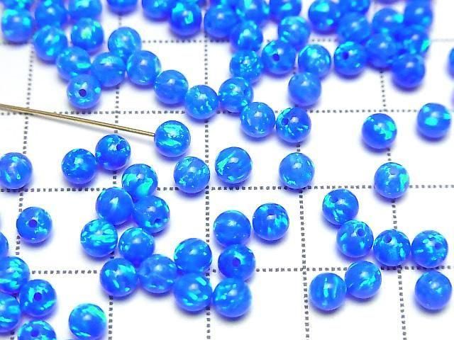 Kyoto Opal Half Drilled Hole Round 4mm [Blue] 4pcs