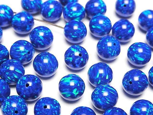 京都蛋白石半鑽圓珠 8mm [藍色] 1顆