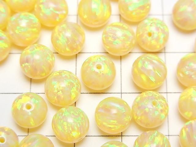日本京都蛋白石半鑽孔圓珠 8mm [黃色] 1顆