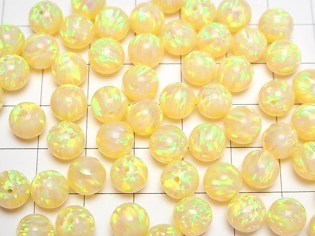 日本京都蛋白石半鑽孔圓珠 8mm [黃色] 1顆