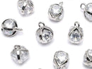 Metal parts charm 10x8x8mm CZ Round Faceted 4 stones Silver color 2pcs