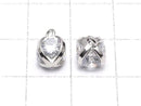 Metal parts charm 10x8x8mm CZ Round Faceted 4 stones Silver color 2pcs
