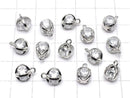 Metal parts charm 10x8x8mm CZ Round Faceted 4 stones Silver color 2pcs