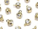 Metal Parts Charm 8x6x6mm CZ Round Faceted 4 Stones Gold 2pcs