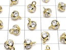 Metal Parts Charm 8x6x6mm CZ Round Faceted 4 Stones Gold 2pcs