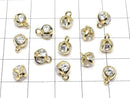 Metal Parts Charm 8x6x6mm CZ Round Faceted 4 Stones Gold 2pcs