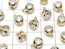 Metal parts charm 10x8x8mm CZ Round Faceted 4 stones Gold color 2pcs