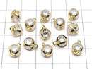 Metal parts charm 10x8x8mm CZ Round Faceted 4 stones Gold color 2pcs