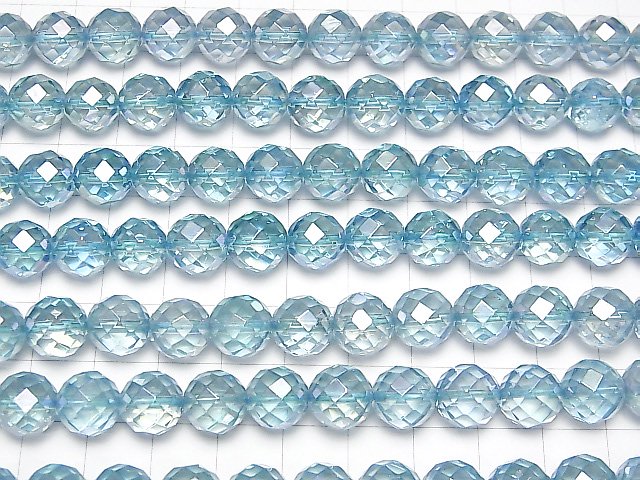 [Video] Aqua Aura Crystal Quartz 64Faceted Round 10mm half or 1strand beads (aprx.15inch / 38cm)