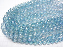 [Video] Aqua Aura Crystal Quartz 64Faceted Round 10mm half or 1strand beads (aprx.15inch / 38cm)