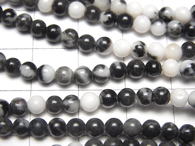 [Video] Zebra Jasper Round 4mm 1strand beads (aprx.15inch/36cm)