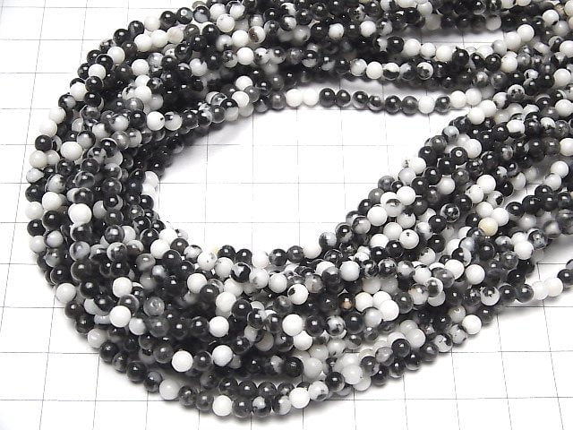 [Video] Zebra Jasper Round 4mm 1strand beads (aprx.15inch/36cm)