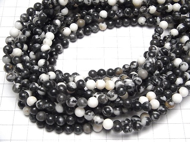 [Video] Zebra Jasper Round 6mm 1strand beads (aprx.15inch / 37cm)