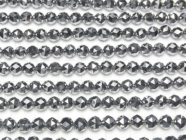 [Video] High Quality! Terahertz Triangle Faceted Round 6mm 1strand beads (aprx.15inch/37cm)