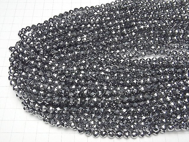 [Video] High Quality! Terahertz Triangle Faceted Round 6mm 1strand beads (aprx.15inch/37cm)