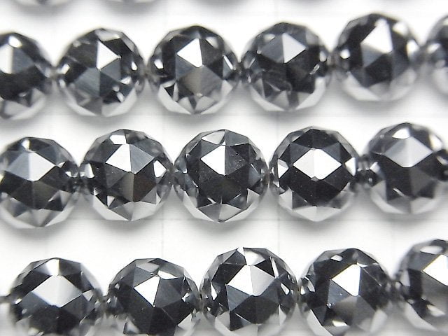 [Video]High Quality! Terahertz Triangle Faceted Round 8mm 1strand beads (aprx.15inch/38cm)