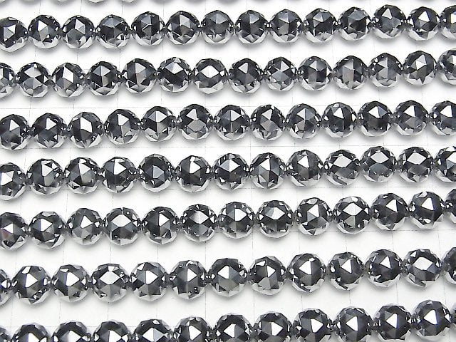 [Video]High Quality! Terahertz Triangle Faceted Round 8mm 1strand beads (aprx.15inch/38cm)