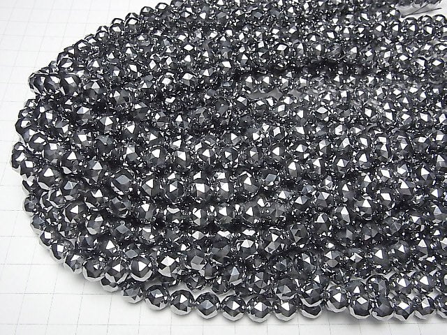 [Video]High Quality! Terahertz Triangle Faceted Round 8mm 1strand beads (aprx.15inch/38cm)