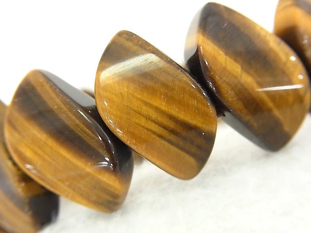 [Video] Yellow Tiger's Eye AAA - two hole leaf 19 x 11 x 5 1 strand (Bracelet)