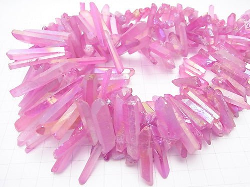 [Video] 1strand $12.99! Crystal Natural Point Cut Metallic Coating Pink 1strand beads (aprx.15inch / 36cm)