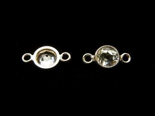 14KGF Natural Stone Charm (White Topaz) Both Side 8.5x4.5x2.5mm 1pc