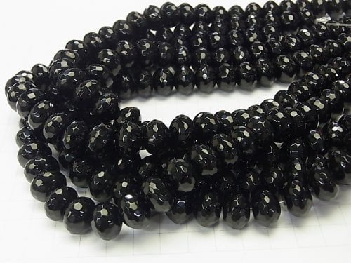 Onyx  Faceted Button Rondelle 14x14x10mm NO.2 half or 1strand beads (aprx.15inch/38cm)