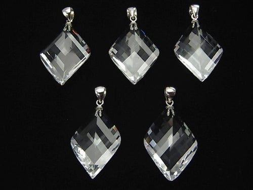 [Video] High Quality Crystal AAA 4 Faceted x Multiple Facets included Pendant [S] [M] Silver 925