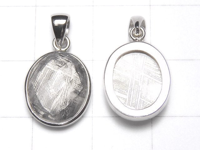 Meteorite (Muonionalusta ) Faceted Oval Pendant 14x12x6mm Silver925