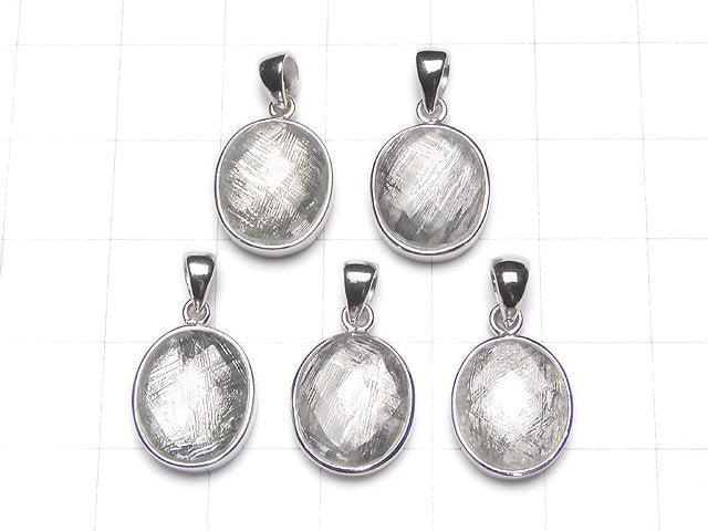 Meteorite (Muonionalusta ) Faceted Oval Pendant 14x12x6mm Silver925