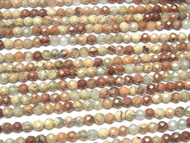 1strand $8.79! Impression Jasper  32Faceted Round 4mm 1strand beads (aprx.15inch/37cm)